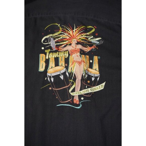 Tommy Bahama Men's M Black Shaken Not Stirred Embroidered Shirt Silk EUC - Picture 11 of 14